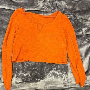V-neck orange crop top